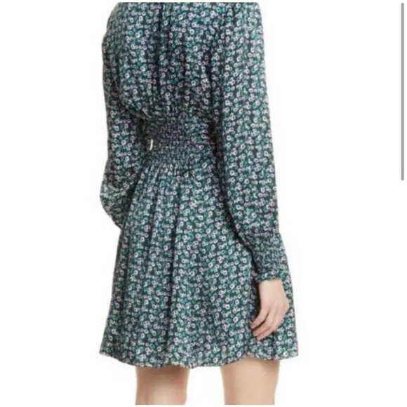 Jason Wu Multi Floral Print Long Sleeve Mini Length Dress Smocked Belted Size 2 - Picture 2 of 10